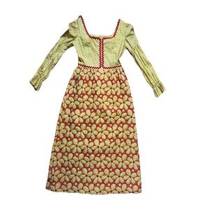 Vintage Saks Fifth Avenue 60s/70s Textured Embroidery Quilted Folk Prairie Dress